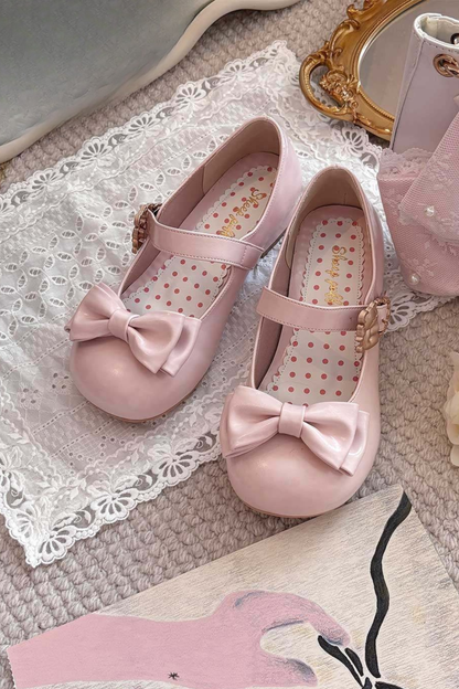 Glossy Sheep Bowknot Shoes