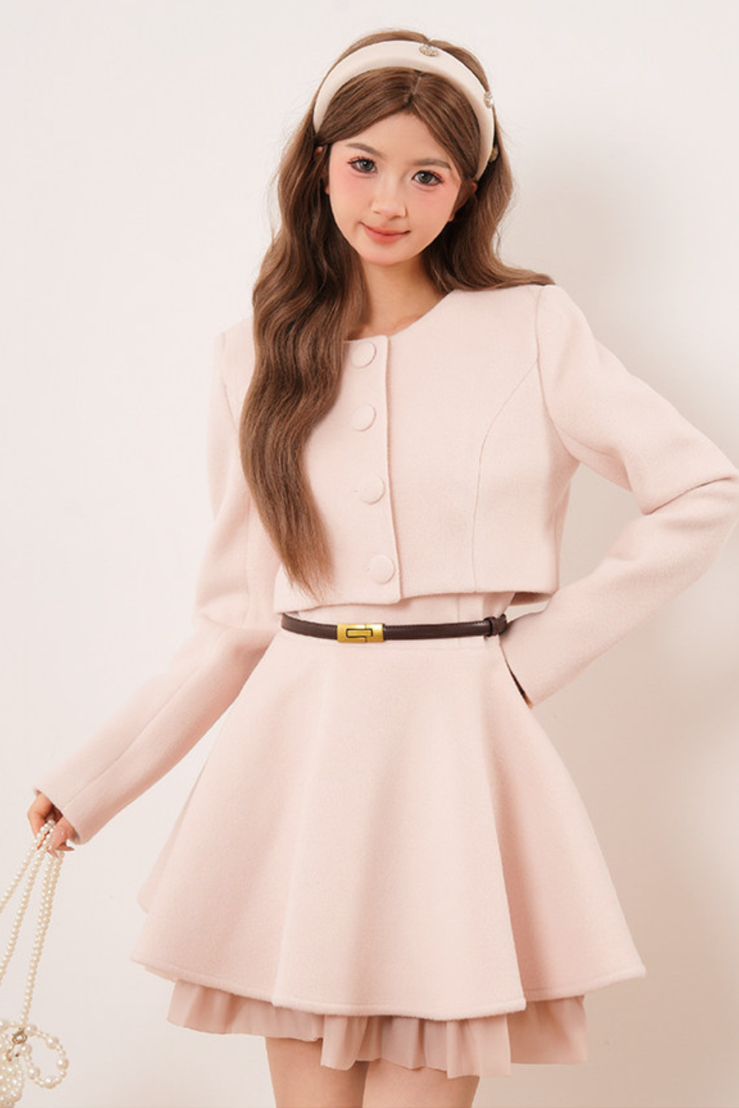 スイートパウダーショートジャケット+フレアドレス