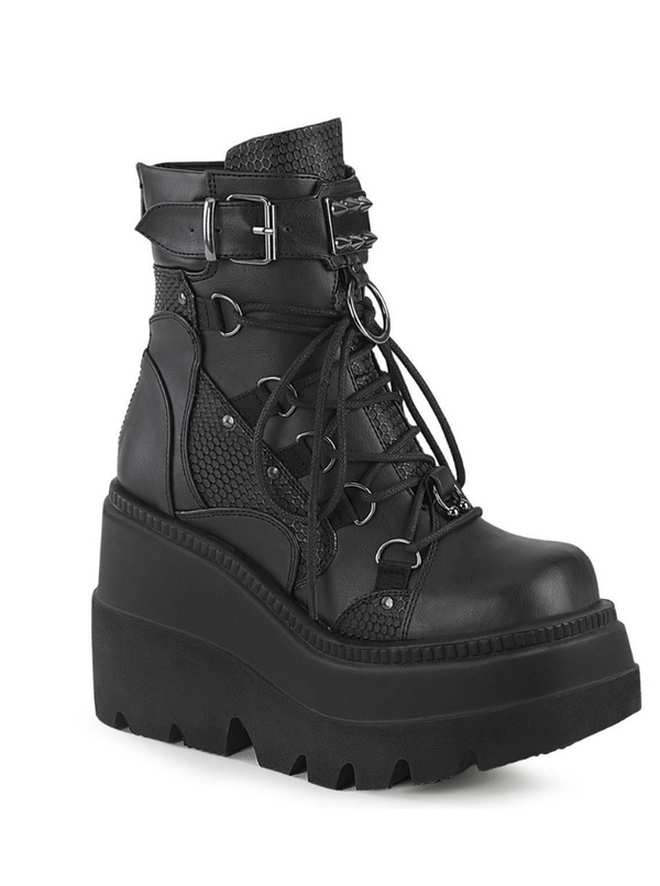 STUDD BELT LACE-UP PLATFORM BOOTS
