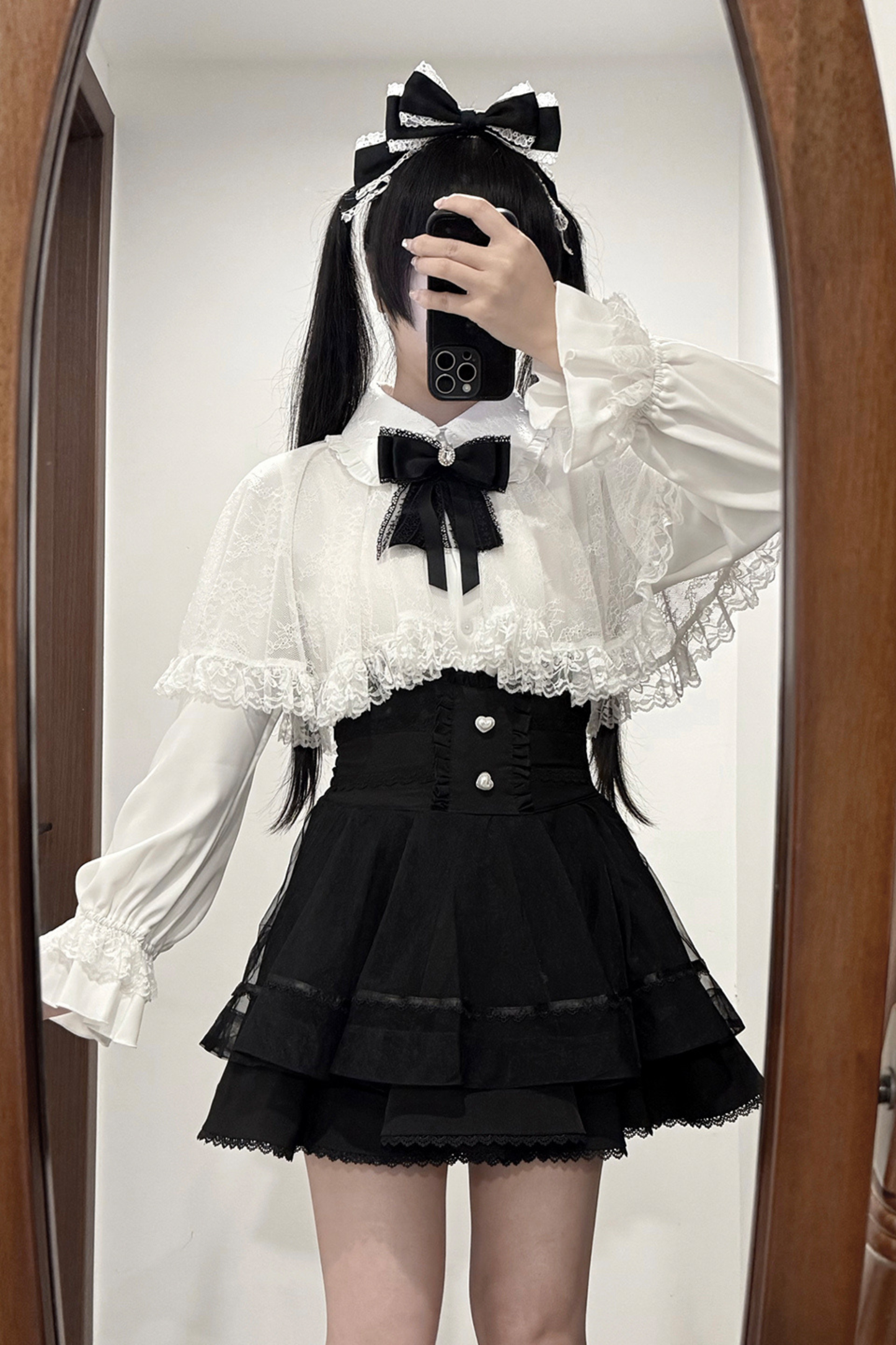 レースケープツーピーススカート+レースシャツ