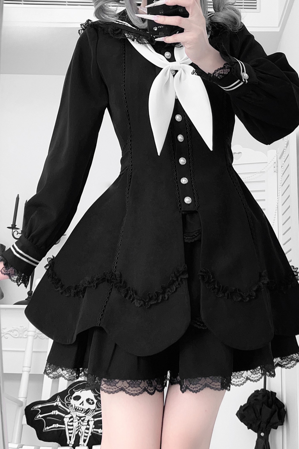 Lace sailor collar top + skirt