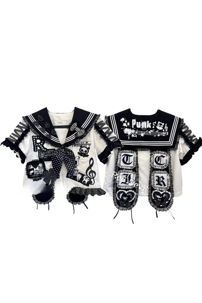 キャンパスセーラーパンクトップス+スカート