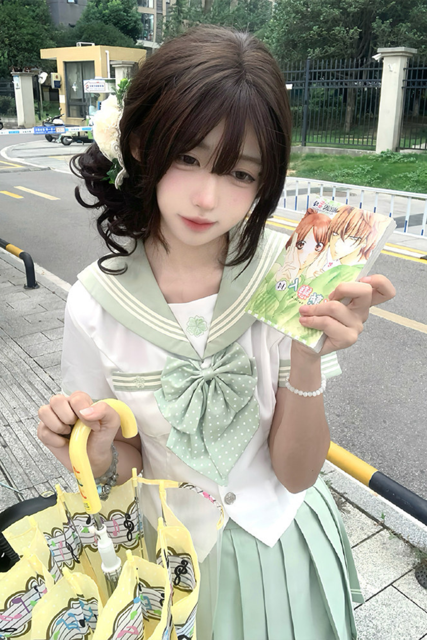 粉彩水手服上衣+裙子+絲帶