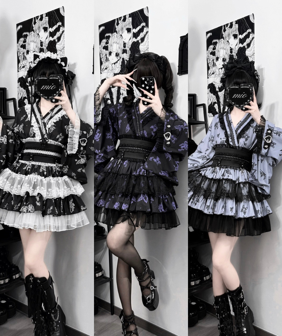 Dunkler Galaxie-Spitzen-Yukata im Jirai-Stil