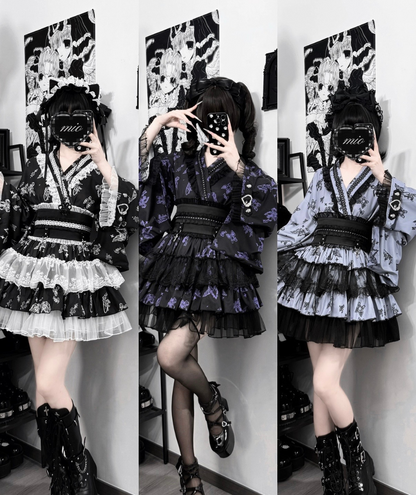 Dunkler Galaxie-Spitzen-Yukata im Jirai-Stil