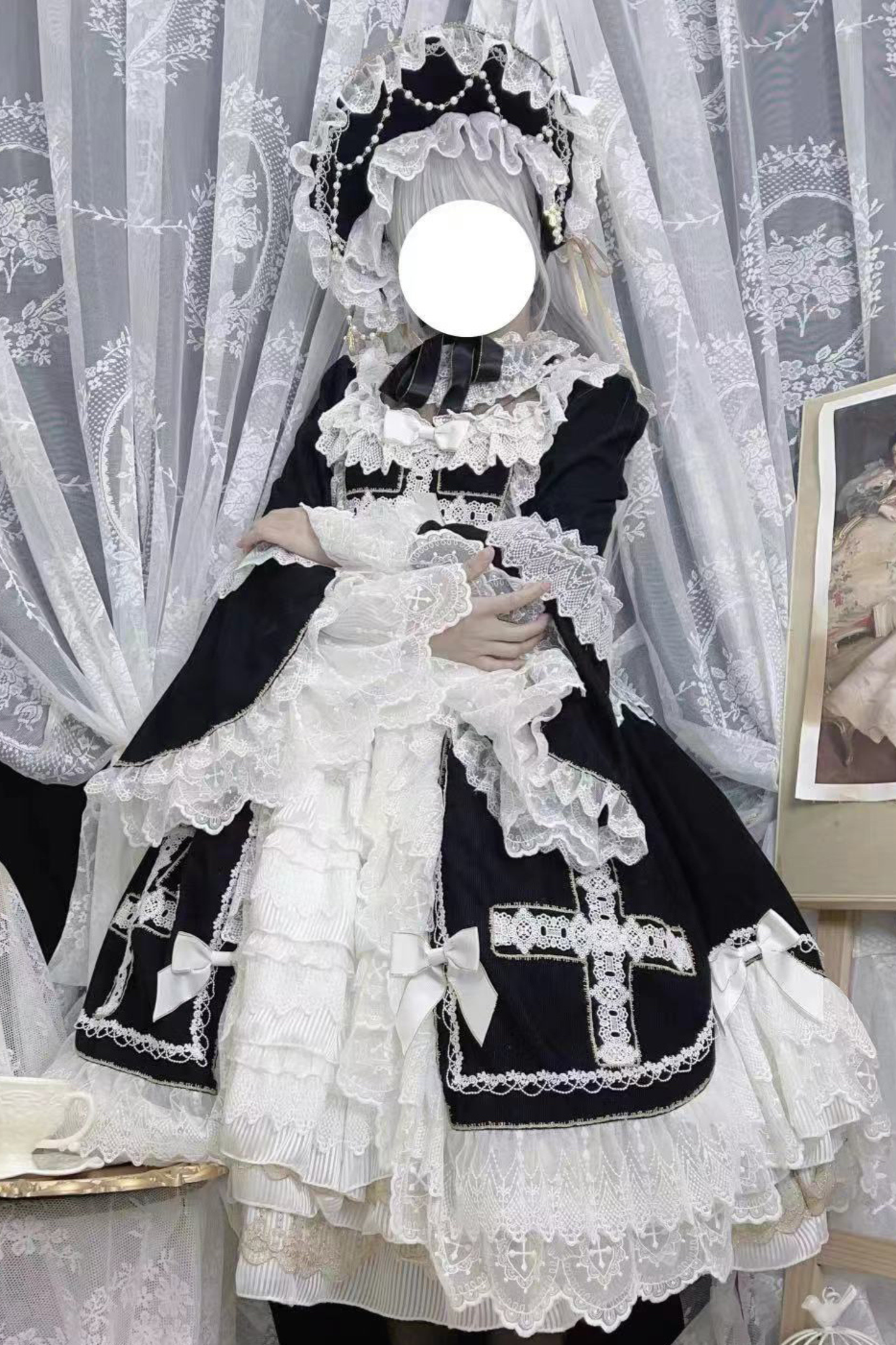 ゴシックドールレースドレス+ボンネット