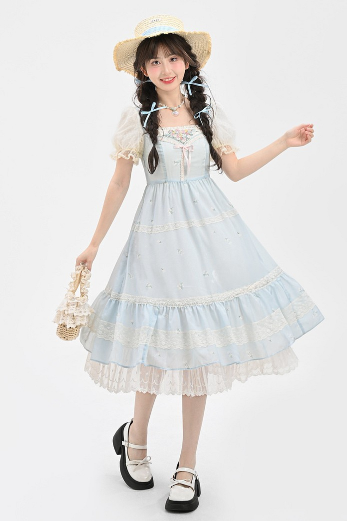 スイートガーリーライトパフスリーブワンピース