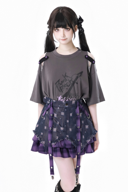 ナイトスケータースカート+ダークトップス