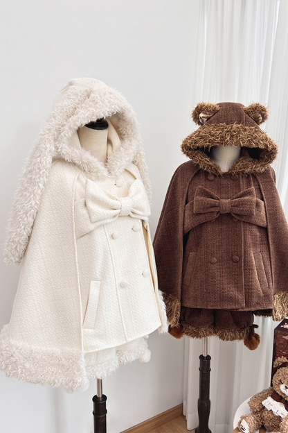 アニマルツイードコート＋ボアショートパンツ