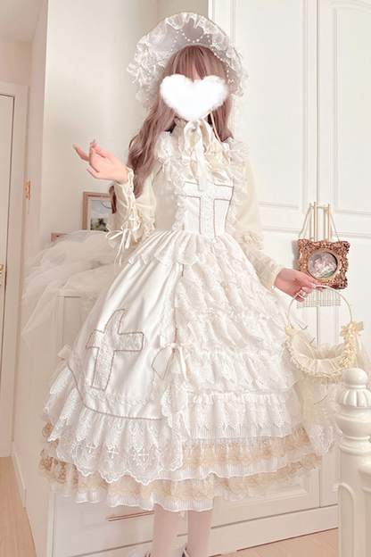 Angel Candy Friedall Flower Wedding Dress + Shawl + Bonnet