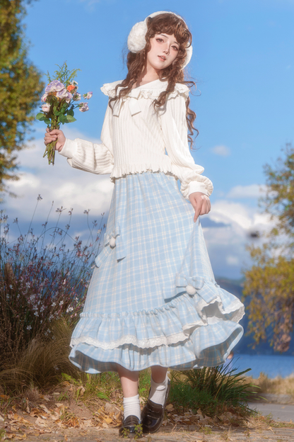 レースドールカラーリボントップス+スカート