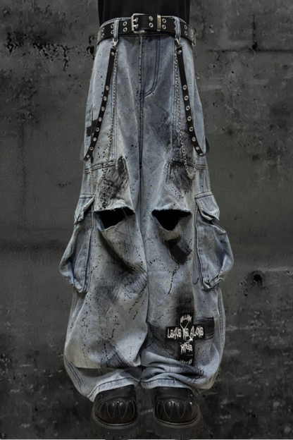 グラフィティインクワイドレッグカーゴパンツ+ベルト