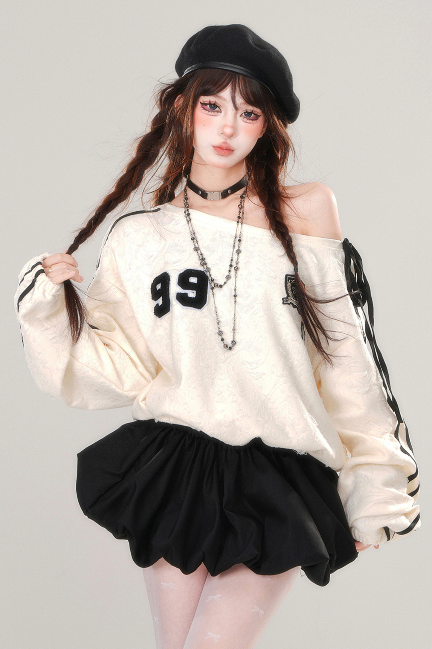 オフショルダースウェットワンピース