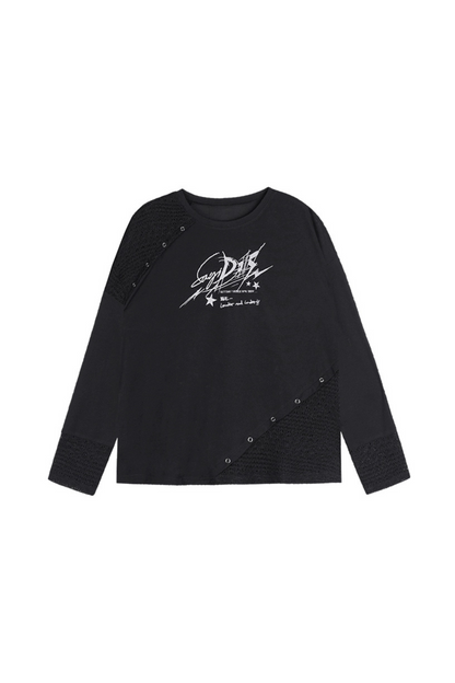 ダークパッチワークストリートスタイルトップス