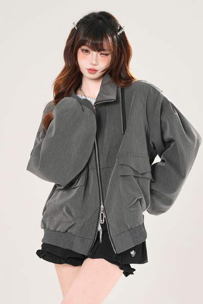 モードチェックフードジャケット