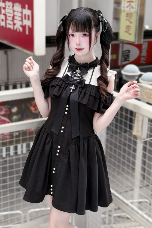 オフショルダーダークスイートドレス