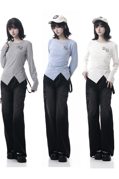 スリットロングスリーブトップス