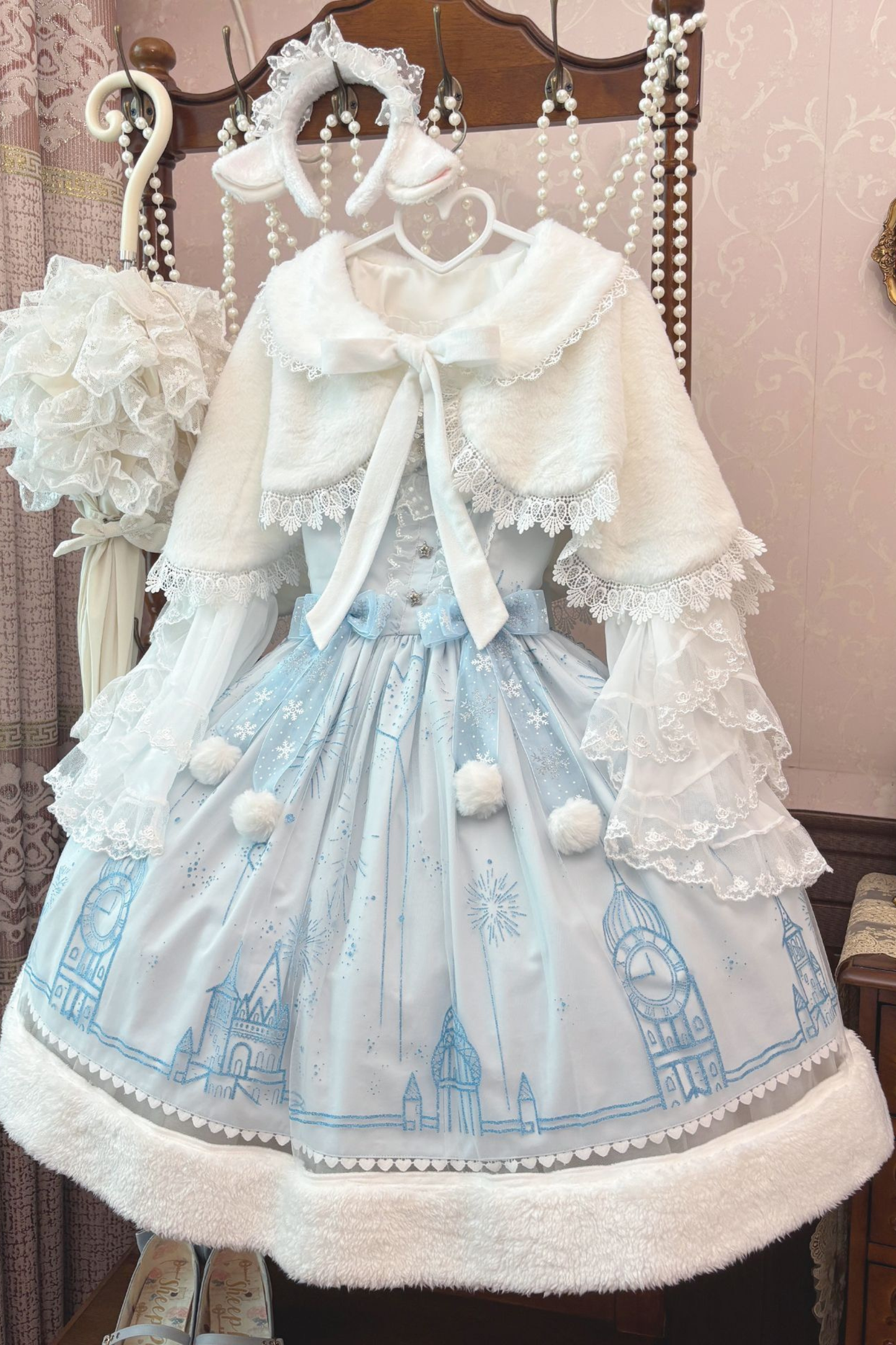 スノーフレークキャッスルロリータドレス+ケープ+トップス