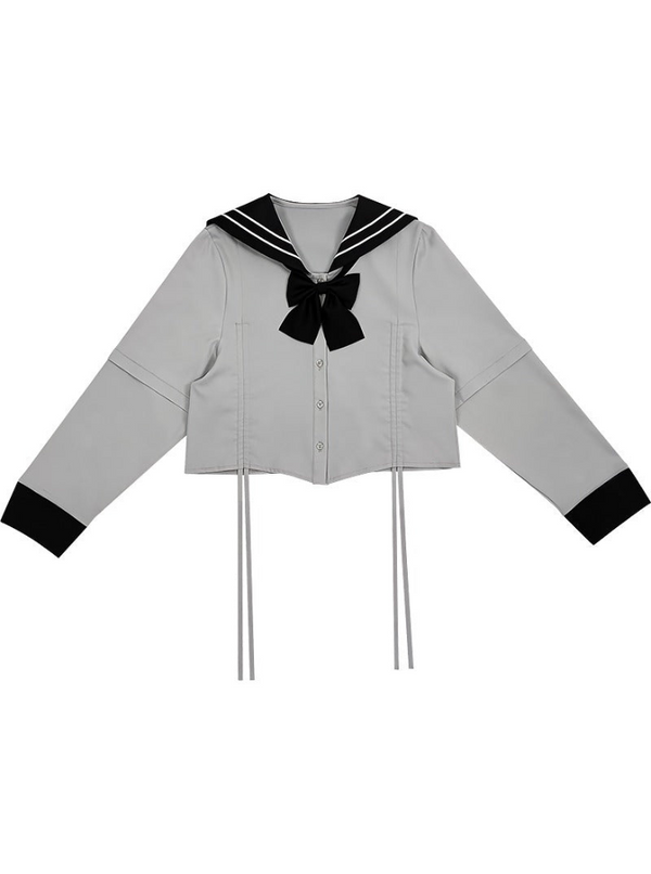 Volume sleeve drost sailor shirt with ribbon