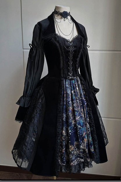 Gothic Lolita Jumper Skirt + Dark Top + Girdle