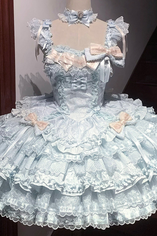 Tricolor dark gothic ribbon dress + accessories