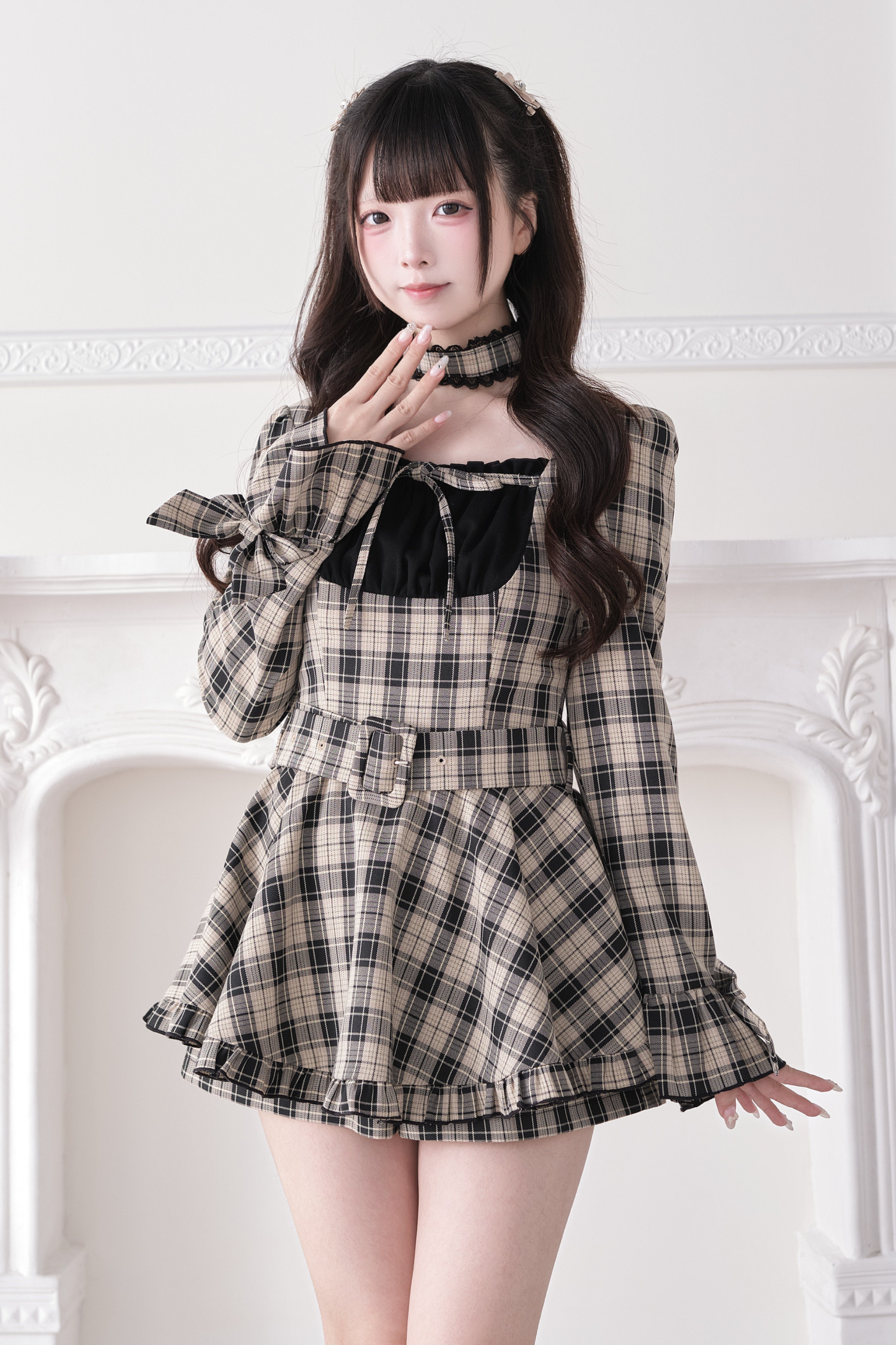 tartan lace dress Plaid Ribbon Lace Dress – Belchic
