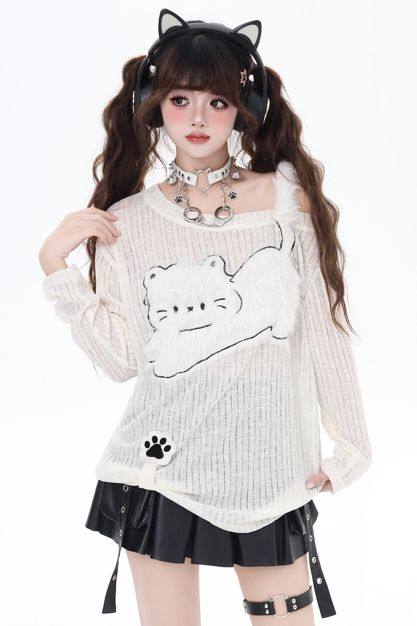 Cat Sheer One Shoulder Top