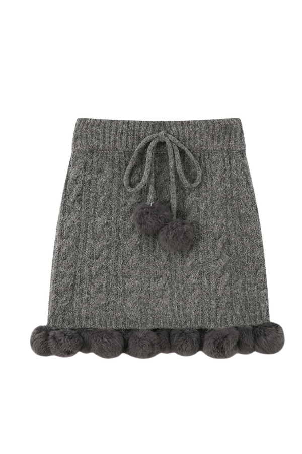 キャットボールフレンチニットセーター+ファースカート