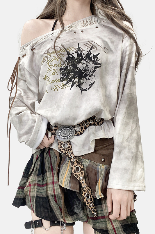 Schulterfreies Y2K-Oberteil