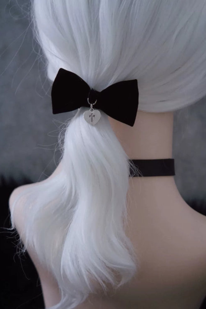 ベルベットゴシックリボンヘアゴム