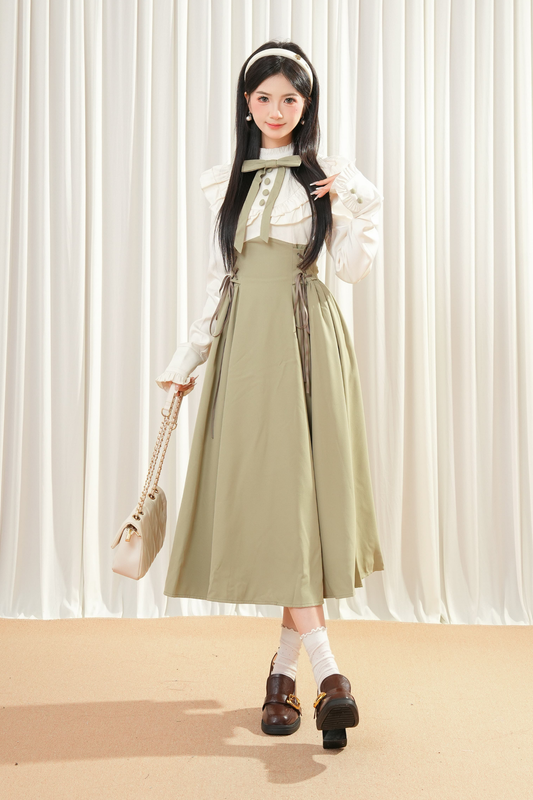 エレガントコントラストフレンチレトロドレス