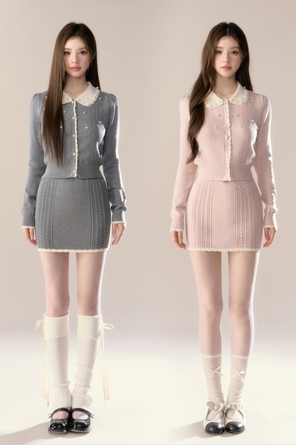 スイートアイランドドールカーディガン+タイトスカート