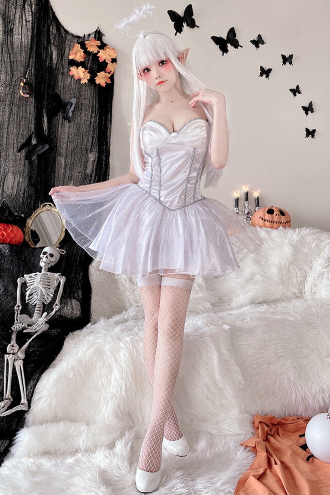 White Angel Ghost Bride Witch Dress Set