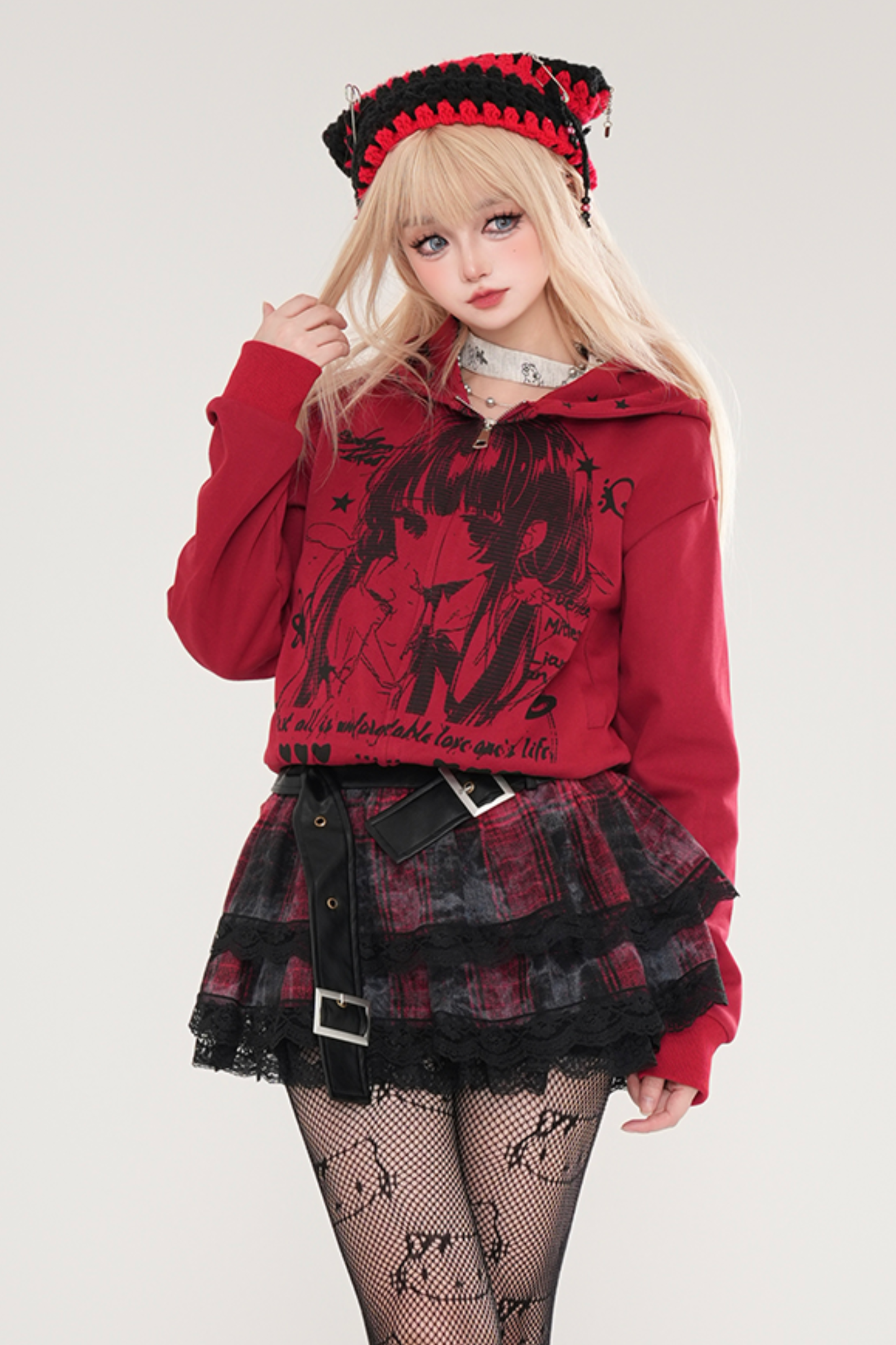 アニメデザインフードショートパーカー