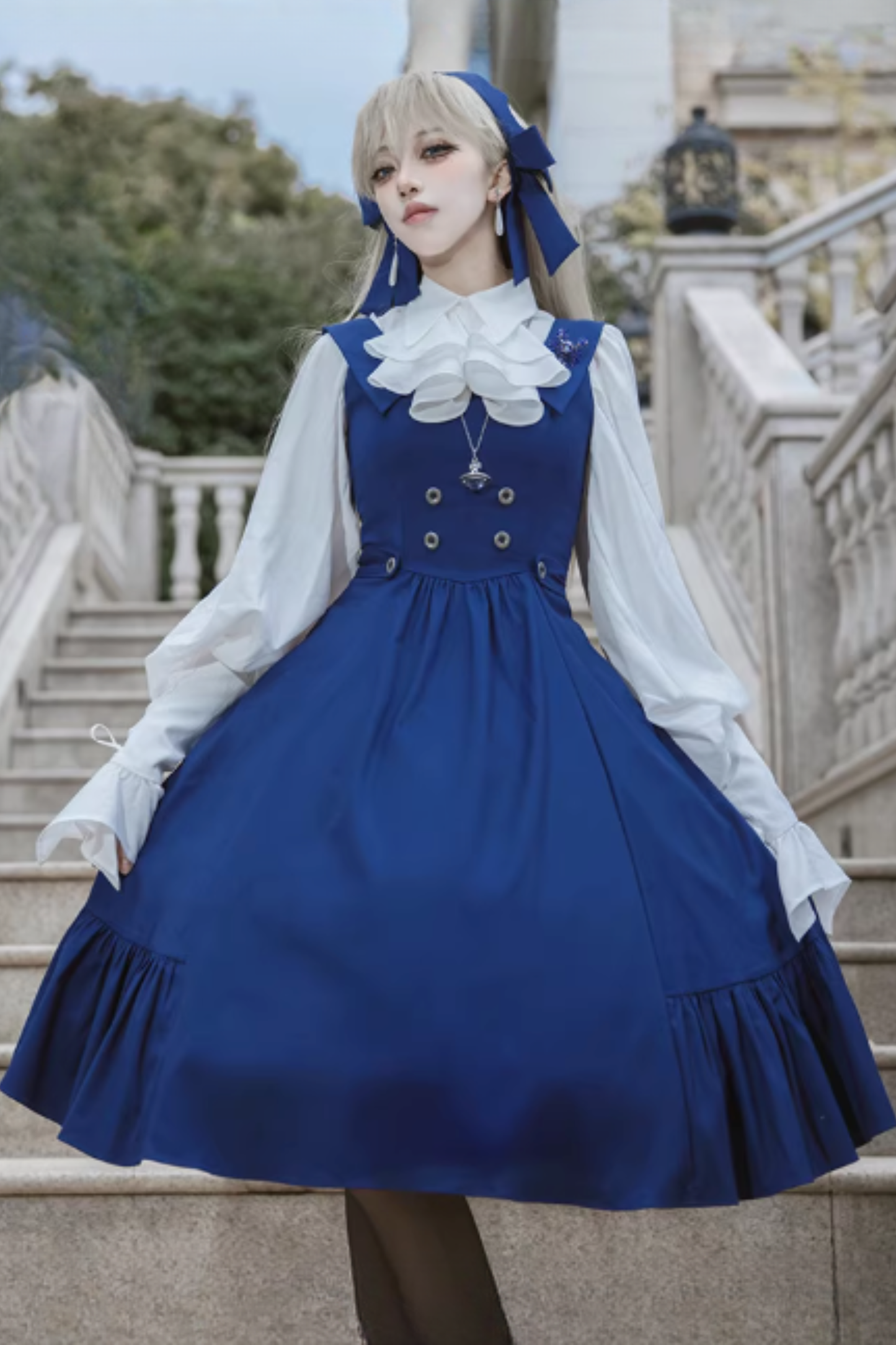 【12月9日予約締切】スプリットカラーエレガントバックレースアップドレス