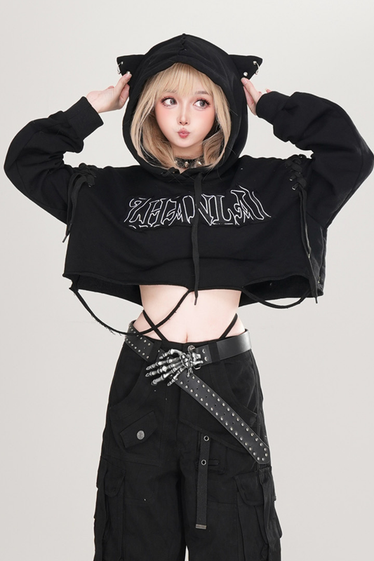 Rock Cat Ear Hooded Tops