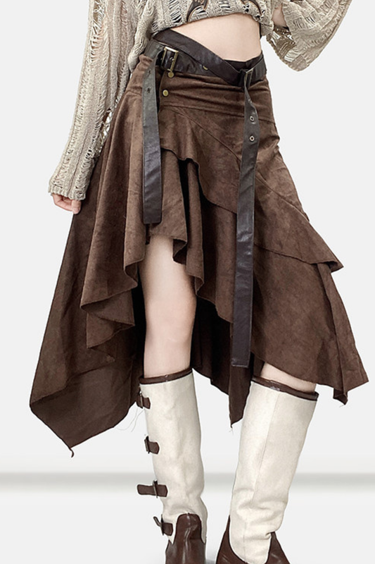 Retro-Suede-Asymmetrischer Rock