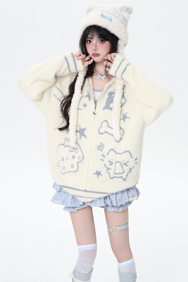 Cat Zip Hoo Sweater Cardigan