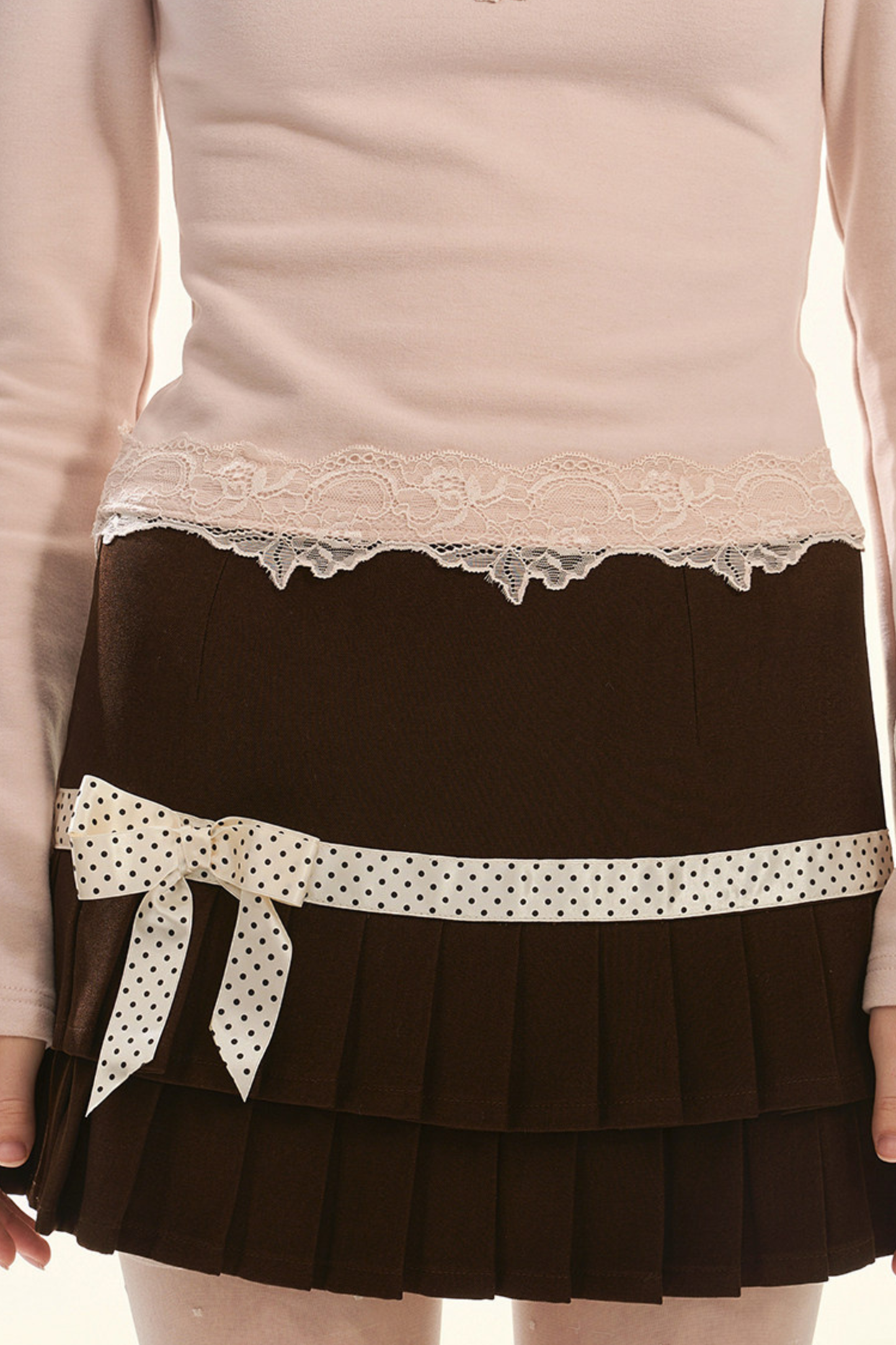 ココアスイートリボンドットスカート