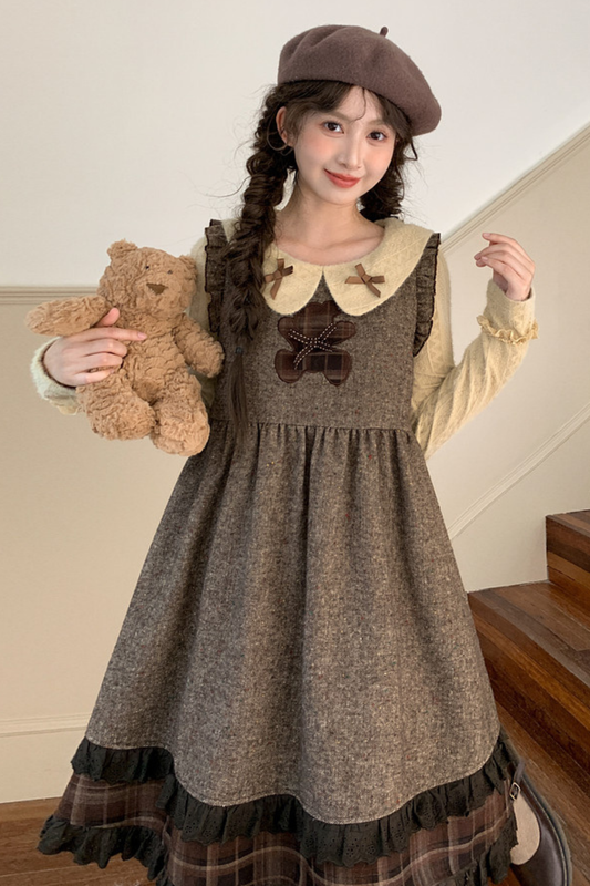 レトロチェックドレス+レトロドールトップス