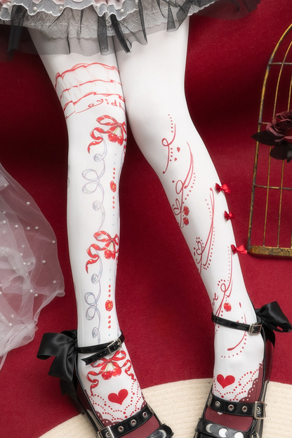 リボンロリータホワイトタイツ