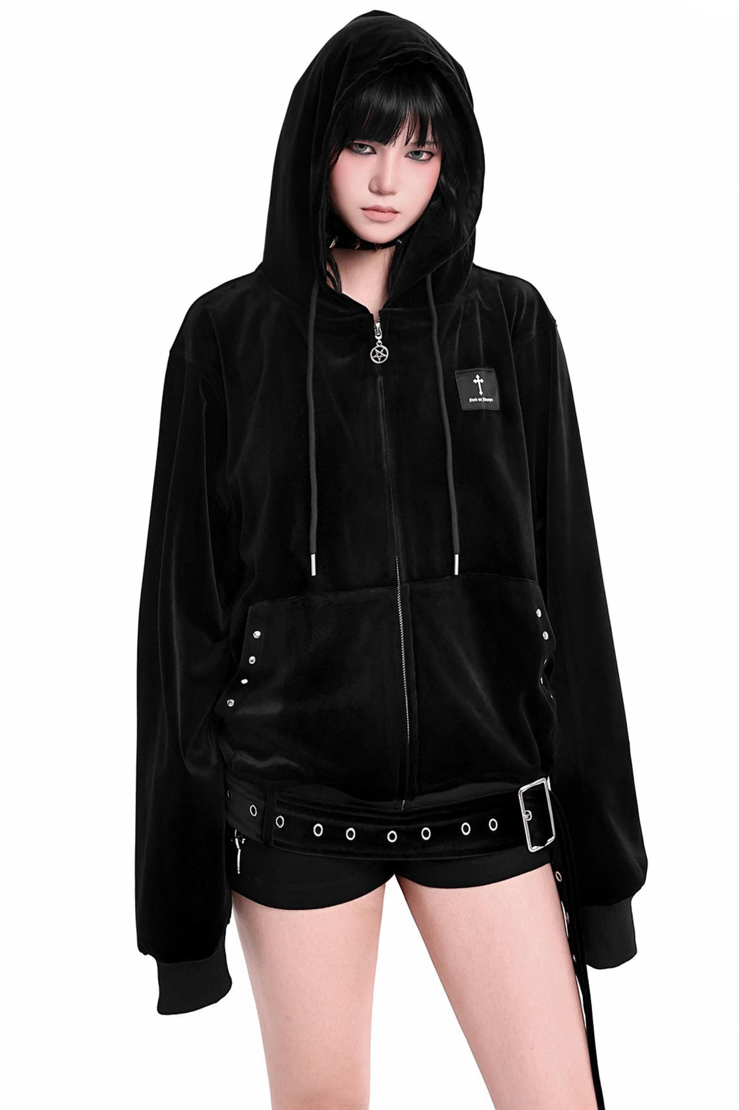 ゴシックベルベットジッパーパーカー