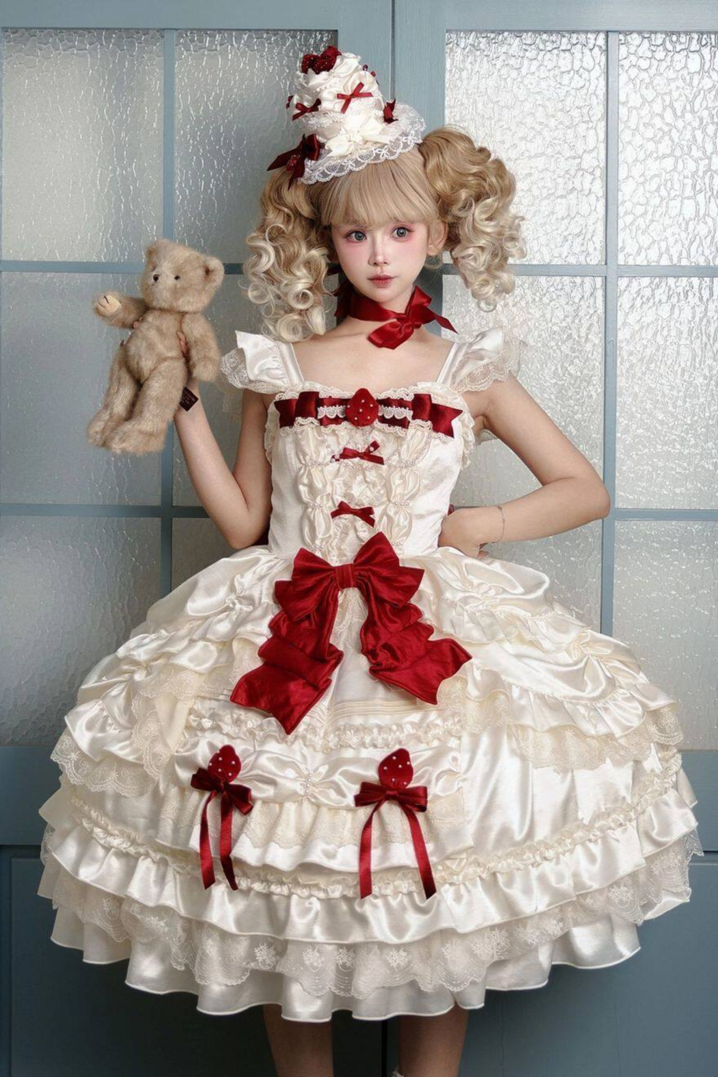 스위트 퓨어 로리타 드레스 + 꼬리 + 리본