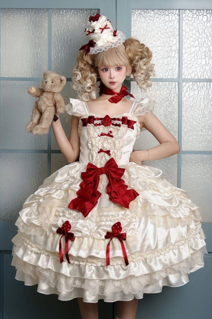 스위트 퓨어 로리타 드레스 + 꼬리 + 리본