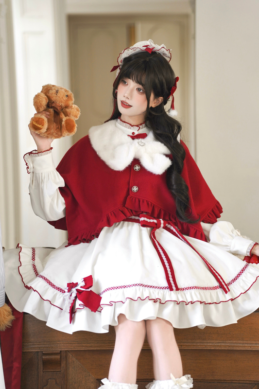 レッドウィッシュケープ+ドレス+ベルト