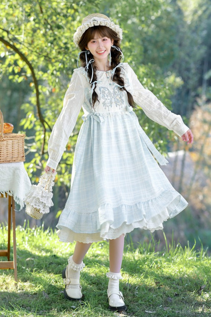 French Check Butterfly Dress