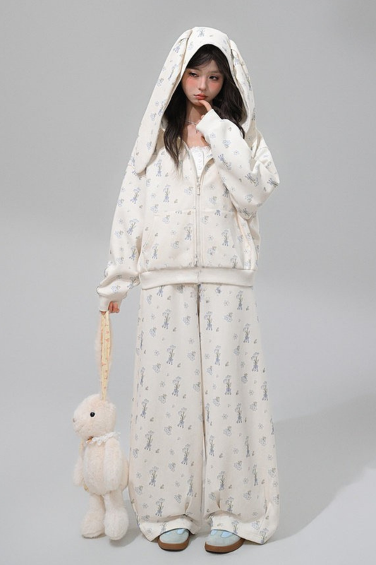 Kapuzenjacke mit Hasenohren + Hose