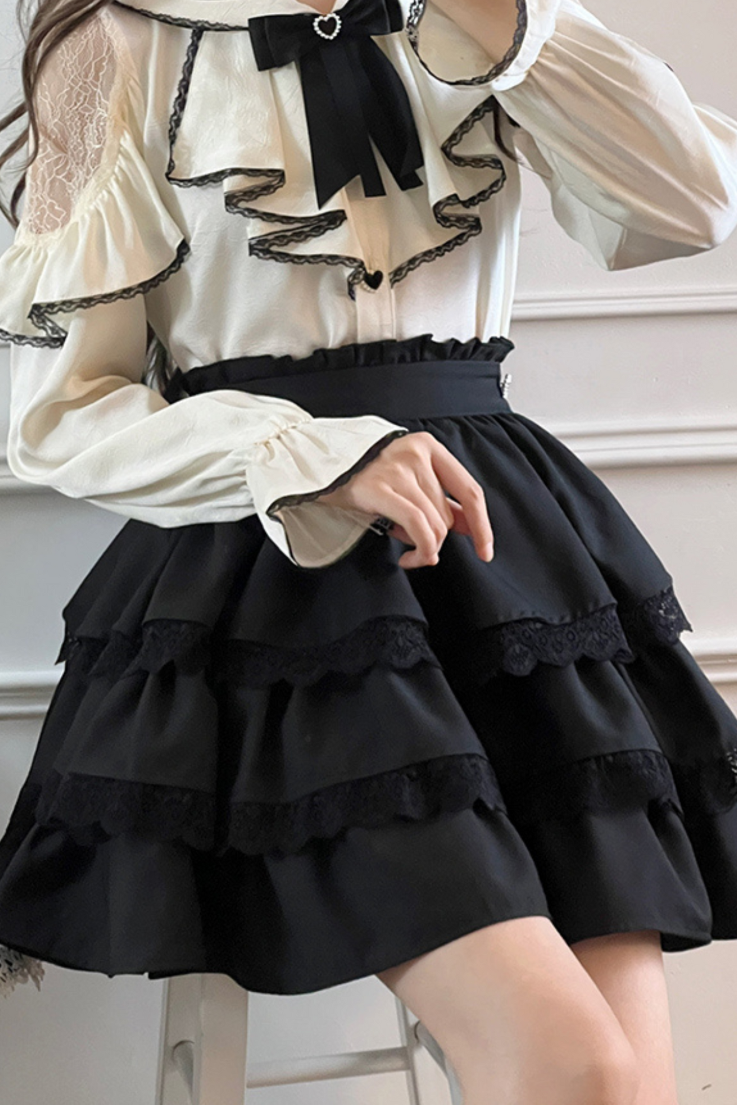 Mine sailor ribbon top + ruffle skirt