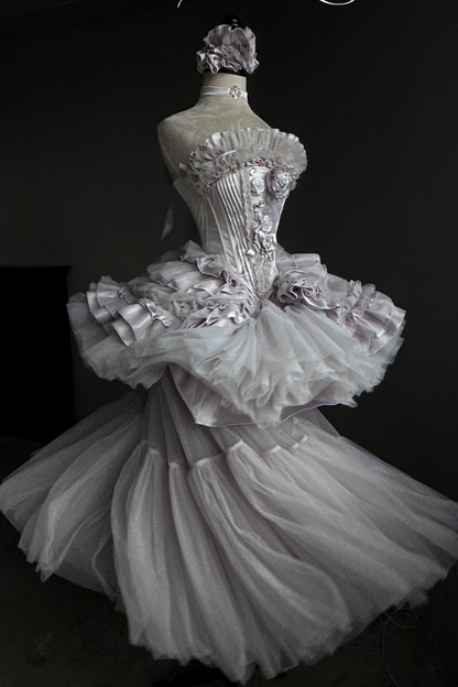 ビクトリアフラワーチューブトップス＋ショートスカート＋ロングスカート＋ガーゼスカート＋アームリング＋チョーカー