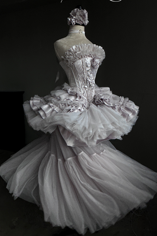 ビクトリアフラワーチューブトップス＋ショートスカート＋ロングスカート＋ガーゼスカート＋アームリング＋チョーカー